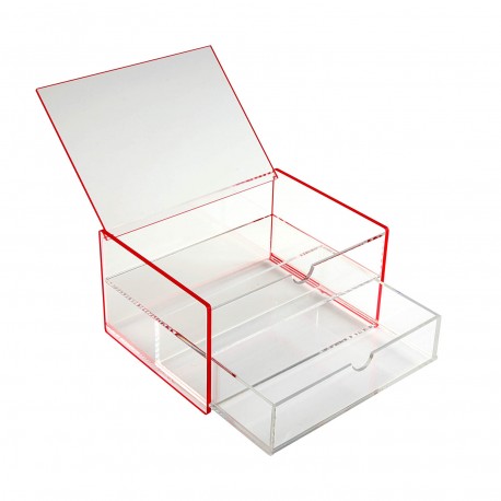 CAJA ACRILICA DOBLE ROJA