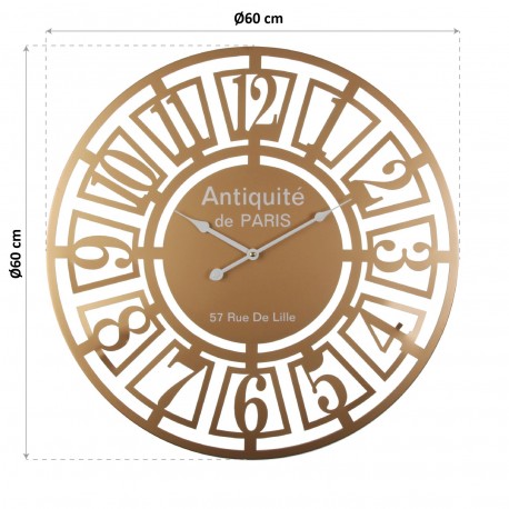 RELOJ PARED METAL DORADO