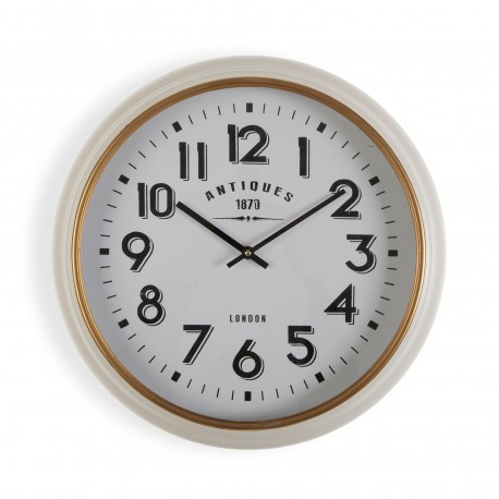 RELOJ PARED METAL BLANCO DORA