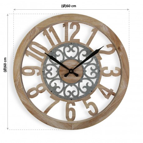 RELOJ PARED MADERA 60CM