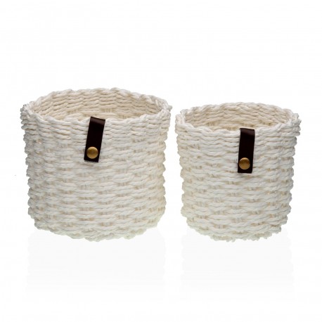 SET 2 CESTAS BLANCAS REDONDAS