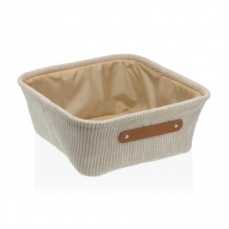 CESTA CORDUROY BEIGE  CUADRADA