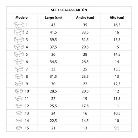 SET 15 CAJAS CARTON RAINBOW