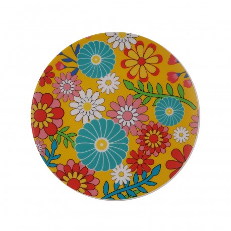PRATO FLORES AMARELO 20CM