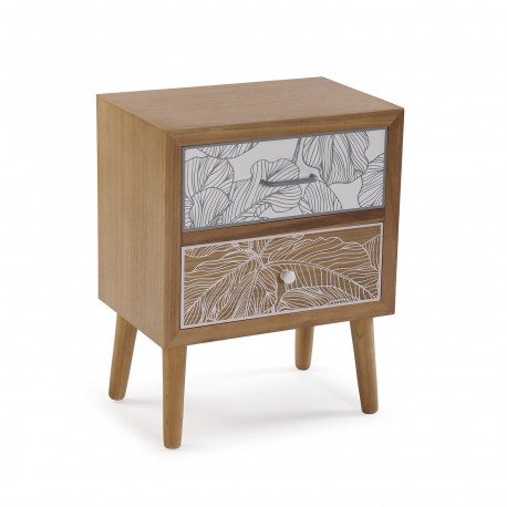 MESINHA 2 GAVETAS PALM CINZA