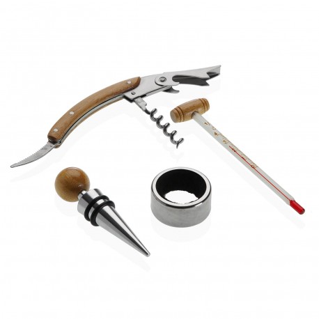 CONJUNTO VINHO 4 ACESSÓRIOS C/ XADREZ
