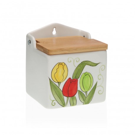 SALEIRO TAMPA BAMBU TULIPAS
