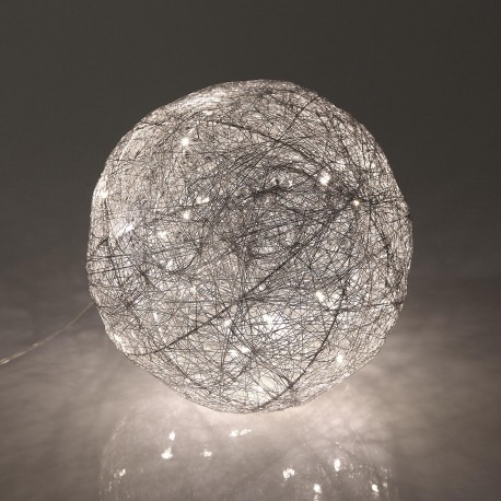BOLA 3D PRATEADA LUMINOSA 20CM