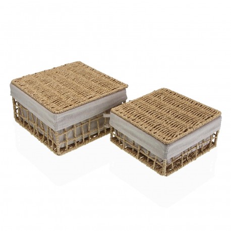 CONJUNTO DE 2 CESTAS MARROM NADIR COM TAMPA