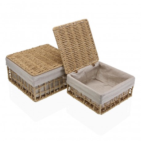 CONJUNTO DE 2 CESTAS MARROM NADIR COM TAMPA