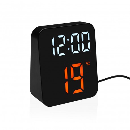 DESPERTADOR DIGITAL PRETO LUZ BRANCA E LARANJA