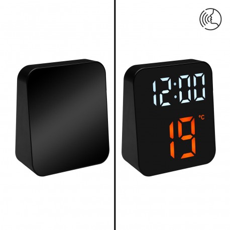 DESPERTADOR DIGITAL PRETO LUZ BRANCA E LARANJA