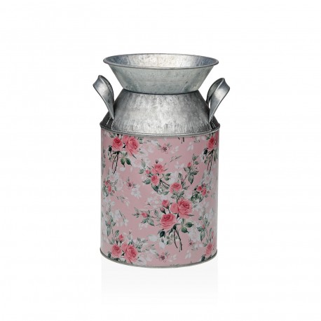 FLOR DE METAL ROSA COM FLORES