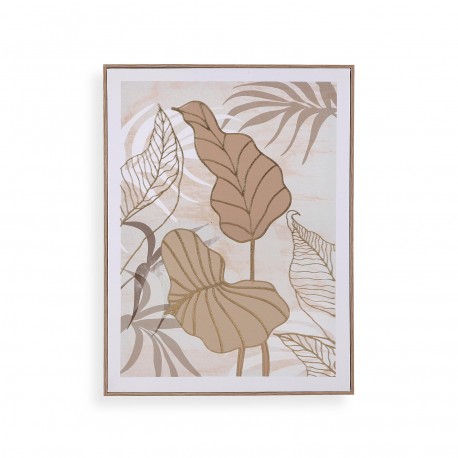 LONA 45 X 50 FOLHAS TROPICAIS OCRE 2