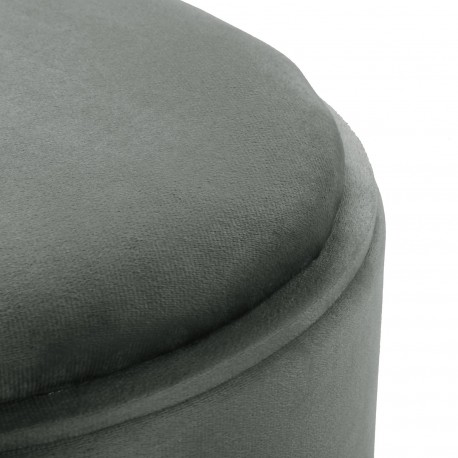 PUFF COM ARMAZENAMENTO E BANDEJA VELVET CINZA