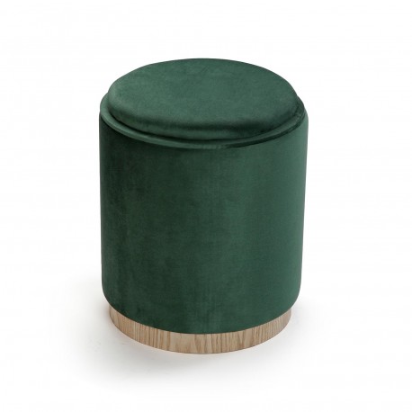 PUFF COM ARMAZENAMENTO E BANDEJA VELVET VERDE