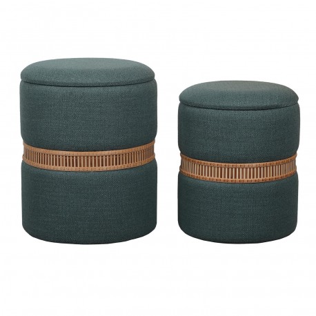CONJUNTO 2 PUFS ARRUMAÇÃO VERDE ANEL BAMBU