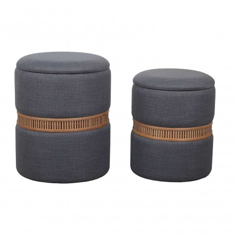 CONJUNTO 2 PUFS ARRUMAÇÃO CINZA ESC ANEL BAMBU
