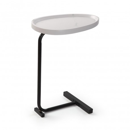 MESA AUXILIAR EFEITO MÁRMORE BRANCO NELA