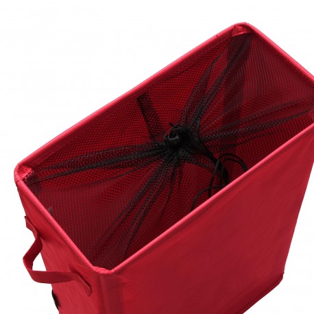 CESTO ROUPA VERMELHO ALONGADO COM TAMPA DE REDE