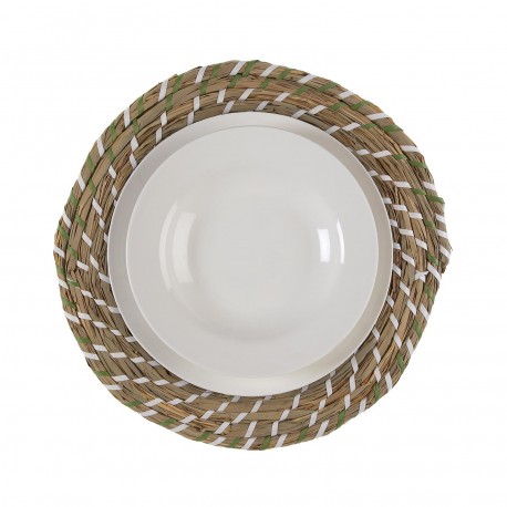 INDIVIDUAL BRANCO E VERDE 38 CM