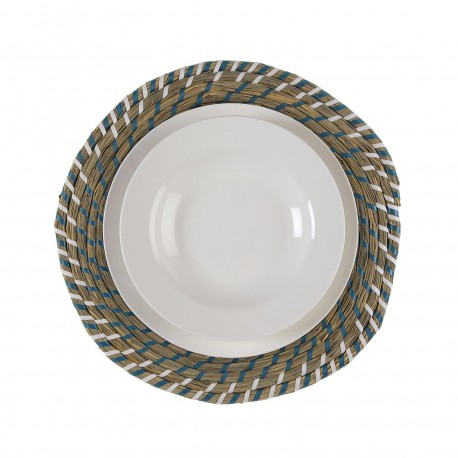 INDIVIDUAL BRANCO E AZUL 38 CM