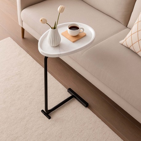 MESA AUXILIAR EFEITO MÁRMORE BRANCO NELA