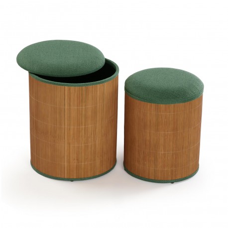 CONJUNTO 2 PUFS ARRUMAÇÃO VERDE BAMBU