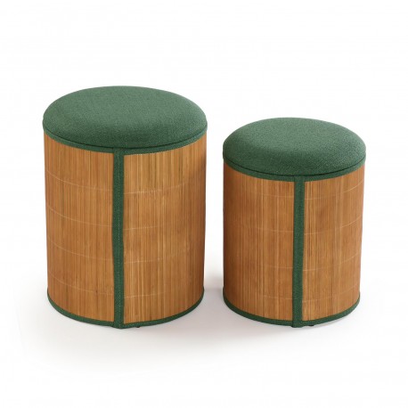 CONJUNTO 2 PUFS ARRUMAÇÃO VERDE BAMBU