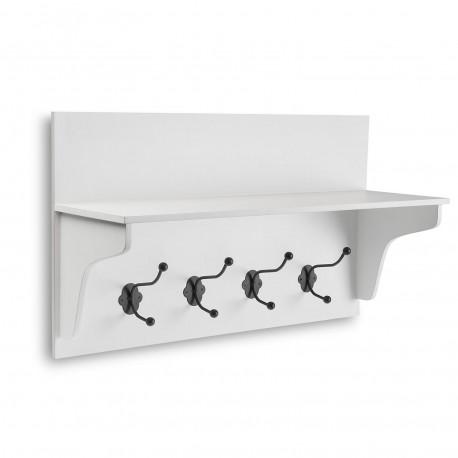 PERCHERO DE PARED BLANCO CON BALDA Y 4 GANCHOS