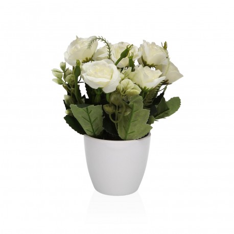 VASO DECORATIVO ROSAS BRANCAS 18 CM