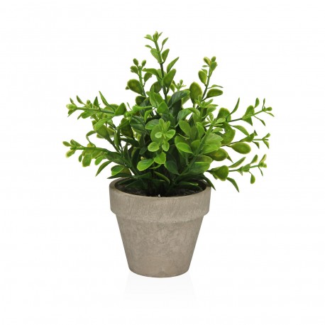VASO DECORATIVO COM RAMO VERDE 16 CM