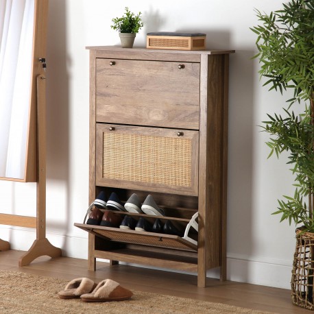 SAPATEIRA 3 GAVETAS COM RATTAN