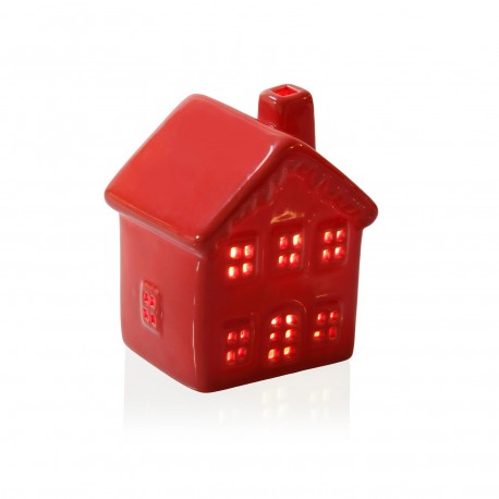 FIGURA CERÂMICA LED CASA VERMELHA