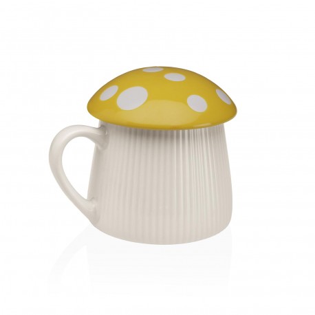 CHÁVENA COM TAMPA COGUMELO AMARELO