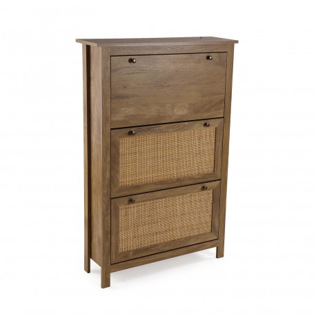 SAPATEIRA 3 GAVETAS COM RATTAN