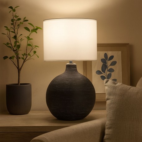 CANDEEIRO MESA CERÂMICA DEWAS PRETO CANDEEIRO MESA CERÂMICA DEWAS PRETO