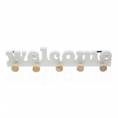 CABIDE PAREDE BRANCO 5 GANCHOS WELCOME