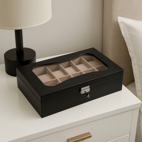 JOALHEIRO 12 RELÓGIOS PRETO