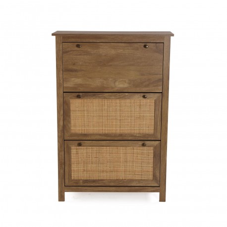 SAPATEIRA 3 GAVETAS COM RATTAN