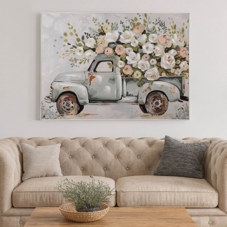 QUADRO TELA FLORAL TRUCK 60 X 80