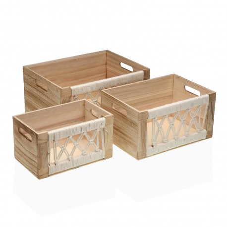 CONJUNTO 3 CAIXAS MACRAMÉ