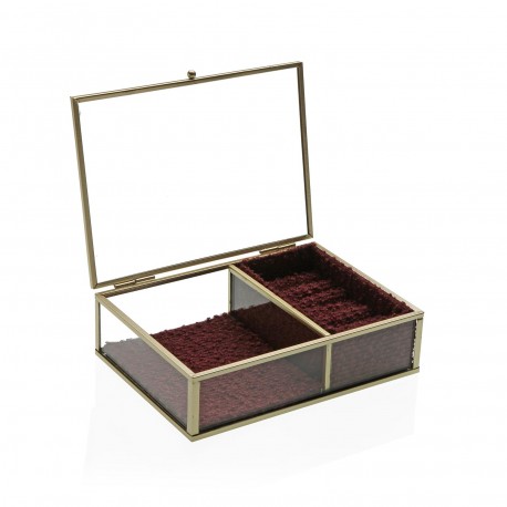 CAIXA DE VIDRO COM BORDA DOURADA 18X13