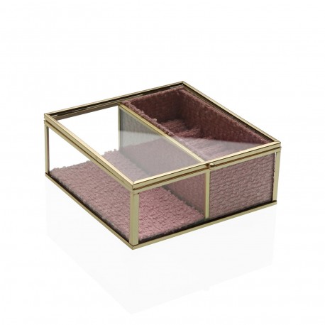 CAIXA DE VIDRO COM BORDA DOURADA 15X15