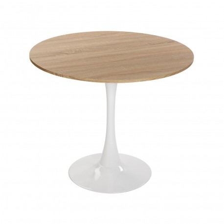 MESA BRANCA E MADEIRA MEERA 100 CM MESA BRANCA E MADEIRA MEERA 100 CM