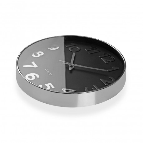 RELÓGIO DE PAREDE PRETO SILVER NUMBERS 30CM