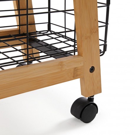 ESTANTE BAMBU 3 CESTAS PRETAS