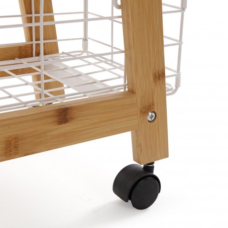 ESTANTE BAMBU 3 CESTAS BRANCAS