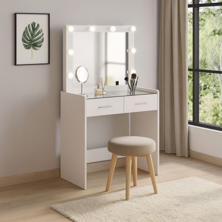 TOUCADOR BRANCO COM LUZES LED