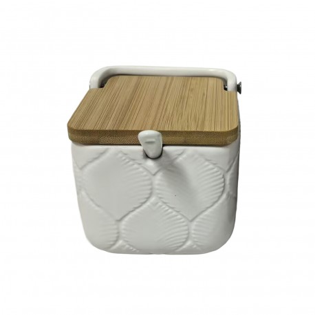 AÇUCAREIRO QUADRADO BRANCO FOLHAS